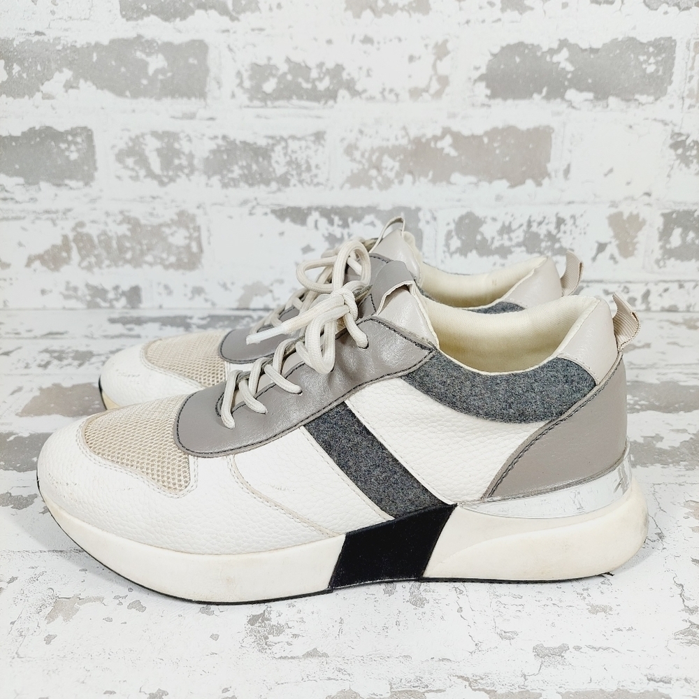 Urban White Gray Lace Up Athleisure Running Sneakers A47